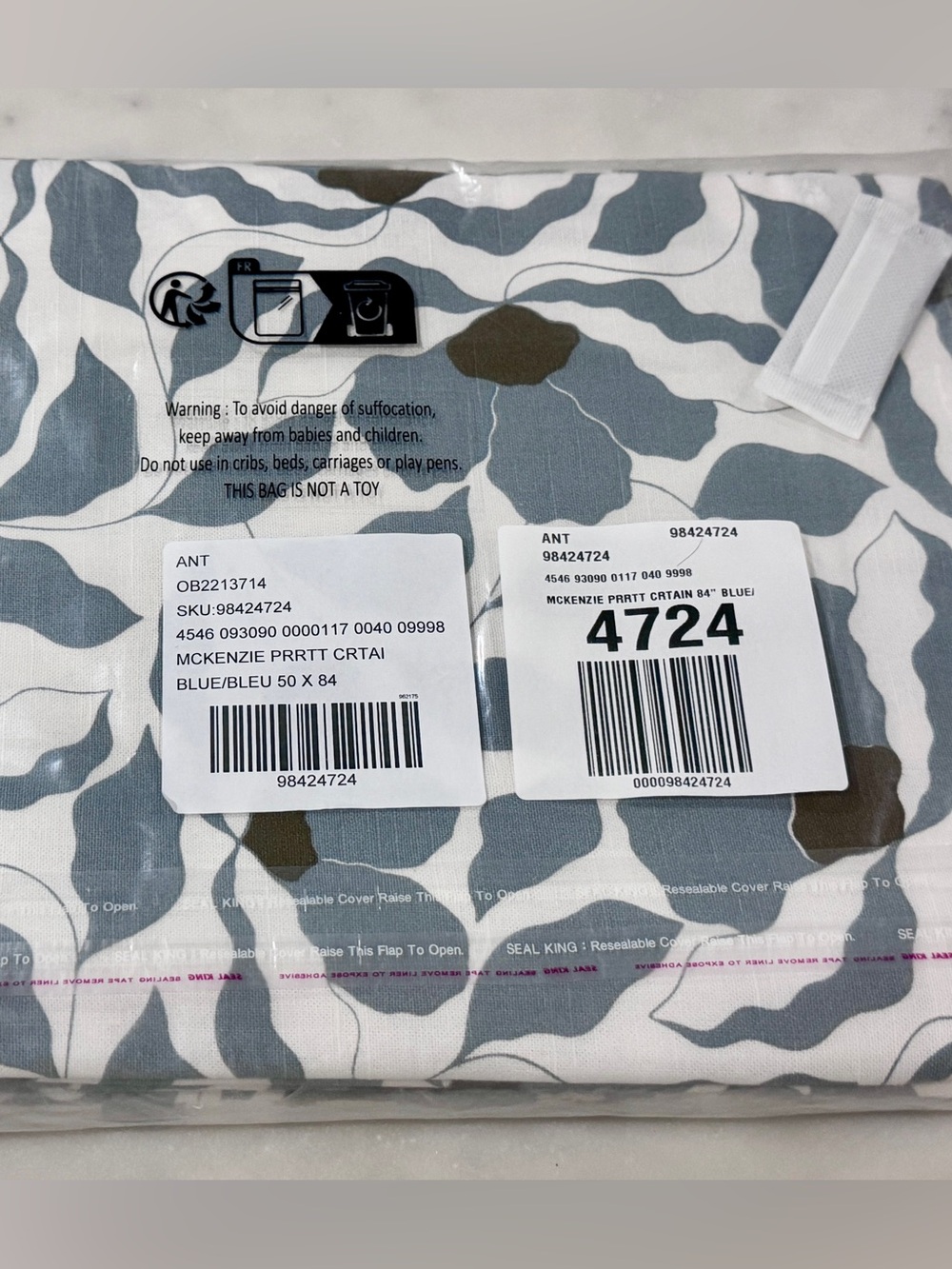 NWT Anthropologie McKenzie Parrott Cotton Printed Floral Curtain 84x50 - Picture 5 of 5